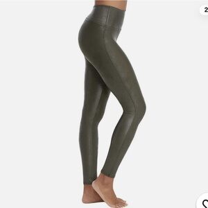 SPANX Faux Leather Leggings Rich Olive